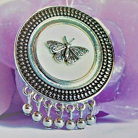 Lia Sophia "SOUVENIR" Fringed Pendant/Slide M-O-P, NWT Chain Is Not Included - Picture 2 of 6